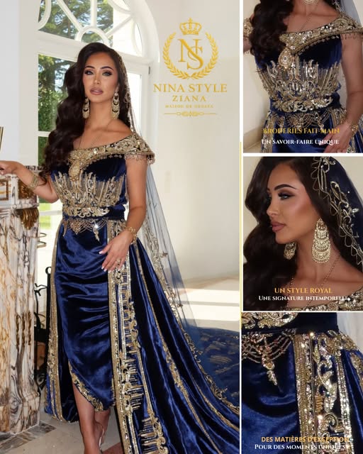 Nina Style Ziana — tenue bleu royal, broderies fait-main
